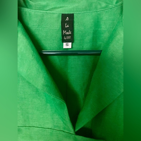 A La Mode By Xiao Linen Silk Lagenlook  Green Small Relaxed Oversized Artful - Picture 3 of 13